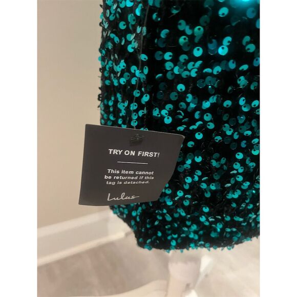 Lulus Women's One Shoulder Sequin Bodycon Dress Green Party Size L NWT - Picture 7 of 12